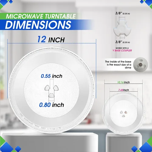 Vista 3 de Reemplazo de plato para microondas de 12" W10337247 W11367904 para microondas Whirlpool - Plato giratorio de vidrio para horno microondas - Plato