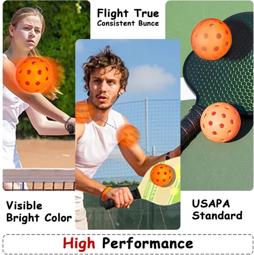 Vista 6 de Outdoor Pickleball Balls Set, USAPA Approved, 40 Hole, High Bounce True Flight, Durable for All Skill Levels
