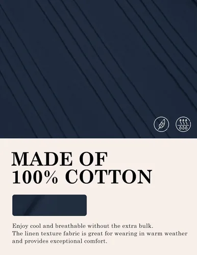 Vista 4 de COOFANDY Camisas de lino de algodón para hombre, ajuste relajado, manga corta, camisa con botones, plisada, guayabera