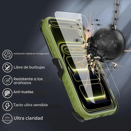 Vista 3 de M MYBAT PRO Funda para iPhone 17 Pro con funda de clip para cinturón, [compatible con Magsafe] con protector de pantalla, anticaídas, a prueba