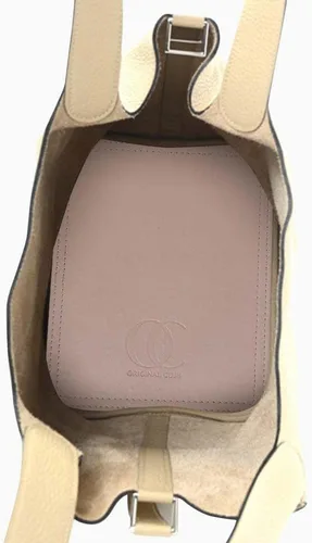 Vista 5 de Vegan Leather Bag Base Shaper in Beige Color Compatible for the Designer Bag Picotin 26