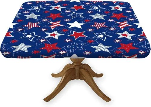 Vista 18 de Mantel cuadrado geométrico, ajustable, color turquesa, verde azulado degradado, con borde elástico, resistente a derrames y manchas, para mantel