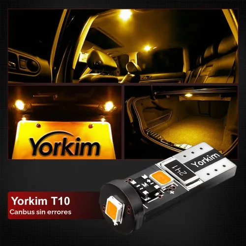 Vista 6 de Yorkim - Bombilla LED 194 ámbar, libre de error Canbus, 3-SMD 2835, T10 ámbar para interior, para luz de techo, mapa, puerta, cortesía, matrícula