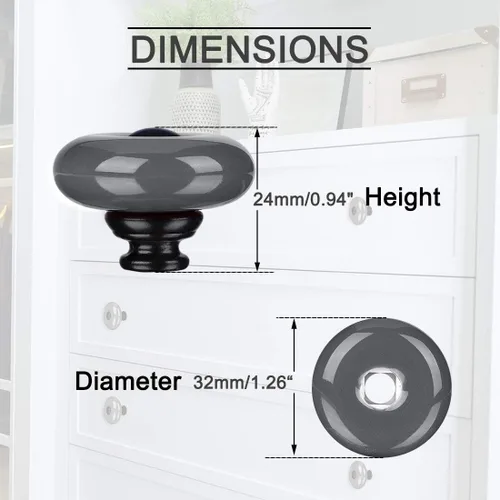Vista 5 de uxcell 6 piezas de cerámica pomos tirador muebles cajón armario armario aparador cajas de almacenamiento accesorios 1.260 in diámetro gris