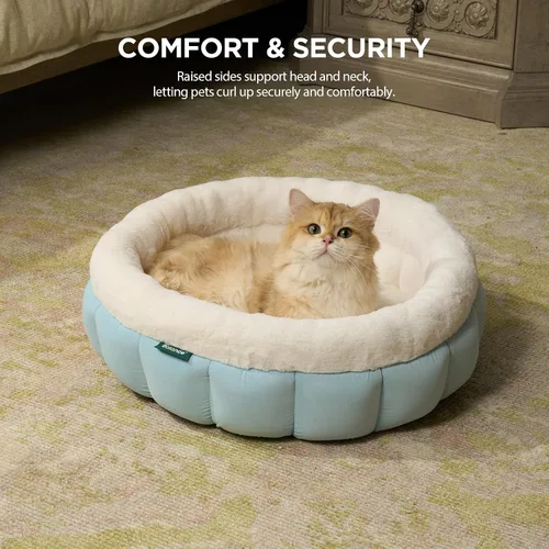 Vista 2 de BALANCE Camas para gatos de interior, Cama redonda lavable para gatos, Linda cama para gatitos con fondo antideslizante para gatito y cachorro, 18
