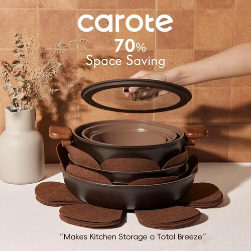Vista 4 de CAROTE 25pcs Ceramic Cookware Set, Pots and Pans Set with Detachable Handle