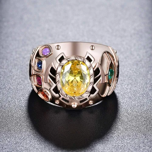 Vista 4 de Anillo Infinity Gauntlet chapado en oro rosa de plata 925