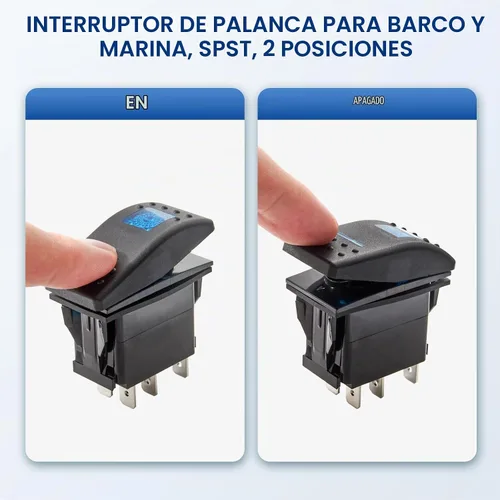 Vista 4 de Anina 2 piezas de interruptores basculantes de 5 pines SPST 20A/12V 10A/24V ENCENDIDO/APAGADO con 2 juegos de cables puente, interruptor basculante