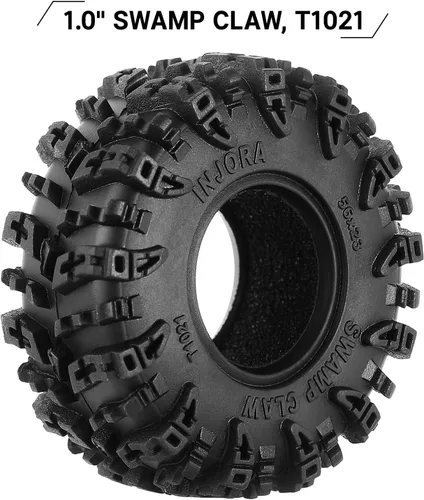 Vista 2 de INJORA Neumáticos 1.0 - S5 Swamp Claw Mud Terrain Neumáticos para TRX4M AX24 SCX24 FCX24 1/18 1/24 RC Crawler Car, 2.205 x 0.906 in, T1021