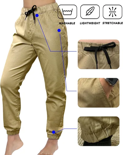 Vista 4 de Southpole Women's Casual Comfy Twill Jogger Pants, Stretchable