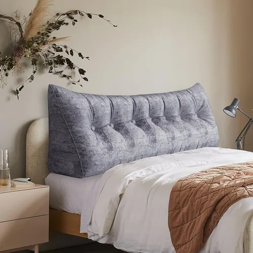 Vista 103 de Almohada de cabecera gruesa totalmente rellena tamaño Queen, cabecera acolchada suave y firme, soporte grande, triangular, almohada de cuña