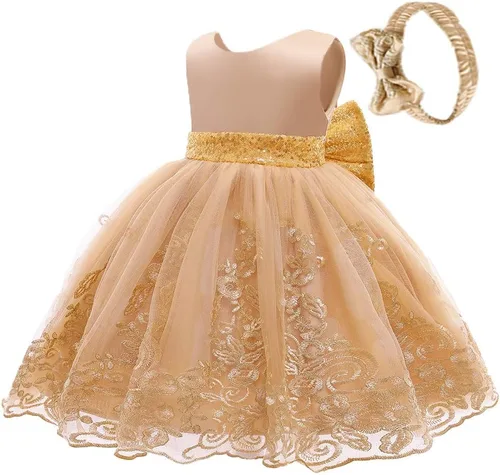 Vista 2 de Vestido Fkkfyy con flor, vestido para boda, para niña de 0-12 meses