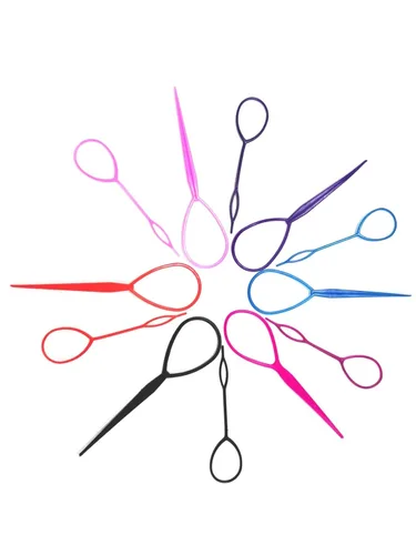 Vista 5 de Pinza para el cabello, 12 piezas de plástico Magic Topsy accesorios para trenzar el cabello, lazo de herramienta de trenza francesa para peinar