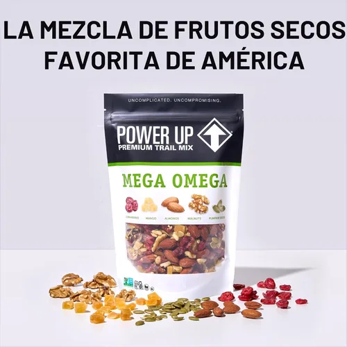 Vista 8 de Power Up Mega Omega Trail Mix Gourmet Nut - Bolsa de mezcla de frutos secos, 14 onzas