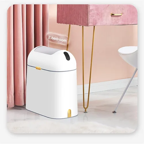 Vista 6 de HIHELO Cubo de basura inteligente para baño, cubo de basura eléctrico automático de inducción con tapa, contenedor de basura con sensor de gran