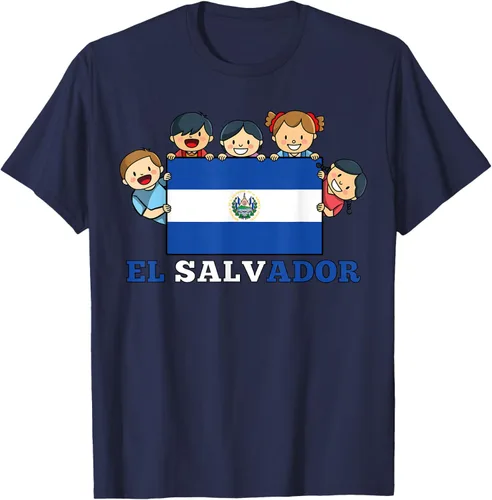 Vista 69 de Camiseta salvadoreña del Mes de la Herencia Hispana con la bandera de El Salvador para niños, Negro