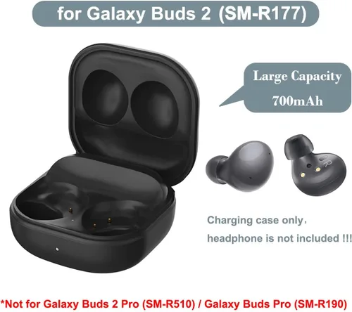 Vista 2 de Funda de carga para Galaxy Buds 2 SM-R177, funda de cargador de repuesto con cable USB C para auriculares Samsung Galaxy Buds 2