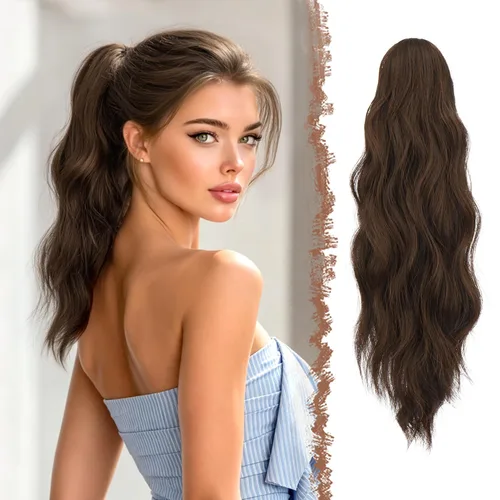 Vista 20 de FESHFEN Extensiones de Cola de Caballo, Pieza de Cabello de Cola de Caballo Larga con Pinza de Garra, Pieza de Cabello Sintético de Colas de Caballo