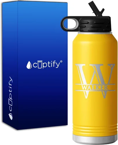 Vista 68 de Vaso personalizado de regalo de cumpleaños para mujeres y hombres, con monograma de escritura dividida, inicial y nombre grabado en negro, taza
