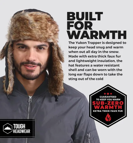 Vista 2 de Tough Headwear Sombrero de trampero de invierno, sombreros de aviador ruso Ushanka Trooper para hombres y mujeres, sombrero esquimal de nieve