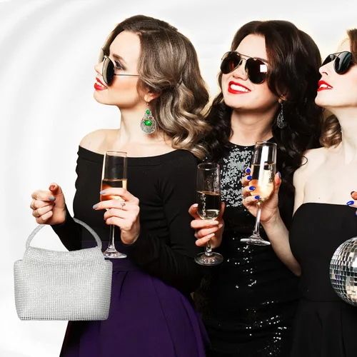 Vista 6 de Beaguful Bolsos de mujer con diamantes de imitación de cristal, bolsos de noche con purpurina
