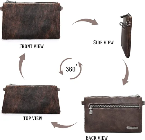 Vista 4 de Montana West Cowhair - Bolso cruzado de piel para teléfono celular cartera para mujer vaquera occidental pequeño bolso cruzado