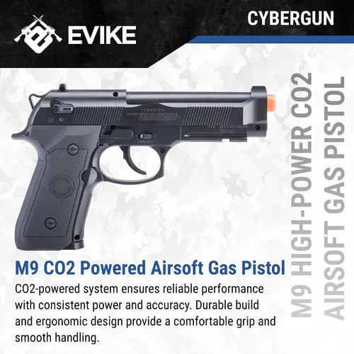Vista 2 de Evike Airsoft - Win Gun Pistola de aire comprimido de gas Airsoft de alta potencia M9 CO2 - Negro