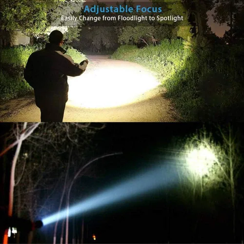 Vista 4 de Hoxida Linterna táctica LED, linterna LED recargable súper brillante de 2000 lúmenes altos, linterna LED de bolsillo con clip, IPX6 impermeable