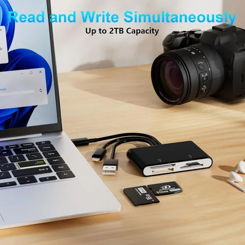Vista 8 de Adaptador Memory Stick Pro Duo, lector de tarjetas SD/TF/MS/XD 4 en 1, lector de tarjetas XD para USB C/Lightning/USB A, lector de tarjetas multi-SD