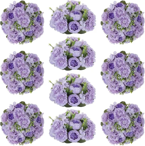 Vista 14 de Centros de mesa de bolas de flores para mesas: rosa de seda carmesí
