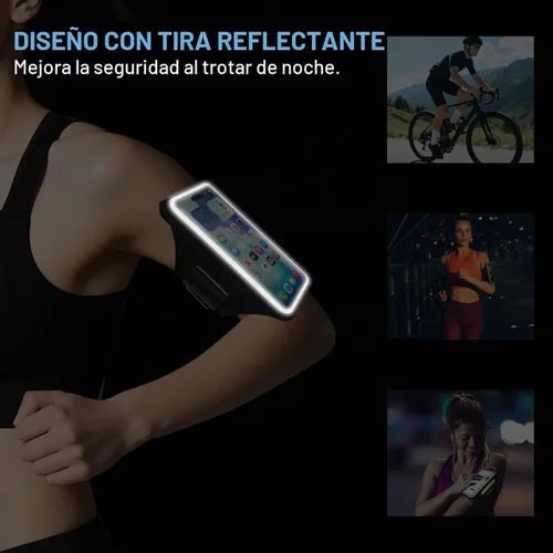 Vista 6 de HAISSKY Brazalete para correr con bolsillo con cremallera y soporte