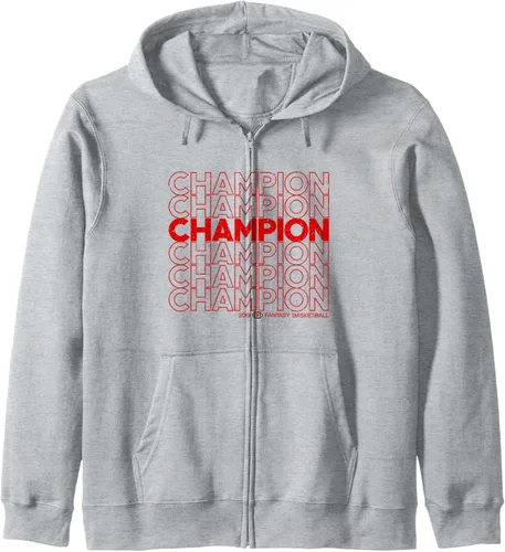 Vista 3 de Sudadera con capucha con cremallera Thank You 2019 H2H Fantasy Basketball Champion, Negro