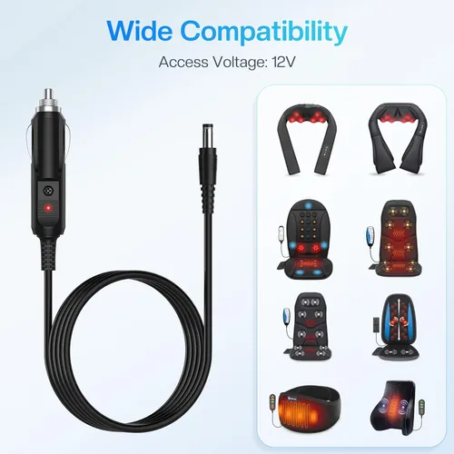 Vista 3 de COMFIER Almohada de apoyo lumbar trasera y adaptador de coche de 12 V