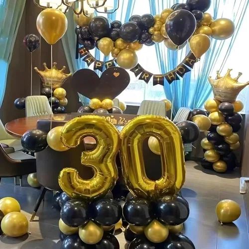 Vista 5 de 200 globos negros y dorados de 5 pulgadas, cromados, metálicos, dorados, negros, de látex, gruesos, pequeños para bodas, cumpleaños, graduaciones