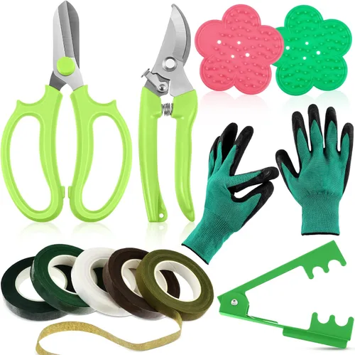 Vista 9 de Kit de arreglo floral WILLBOND, herramienta para pelar espinas de rosas de San Valentín, tijeras de poda de jardín, tijeras, removedor de espinas