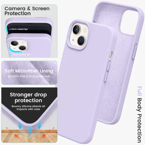 Vista 3 de Compatible con iPhone 13, funda de silicona para teléfono con forro de microfibra delgado a prueba de golpes, suave antiarañazos, 6.1 pulgadas
