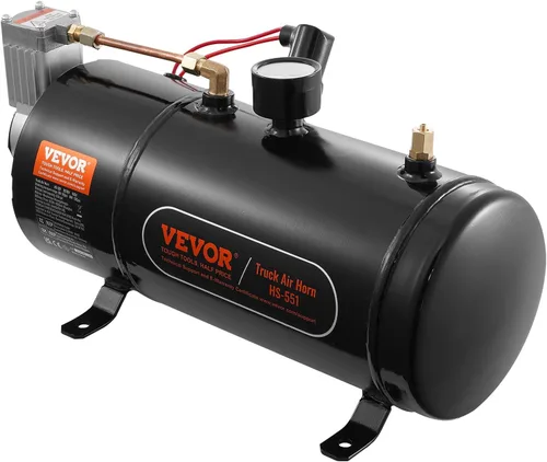 Vista 9 de VEVOR Compresor de aire de 12 V con tanque de 0.8 galones/3 L, compresor de aire de bocinas de tren, sistema de compresor de aire a bordo de 120 psi