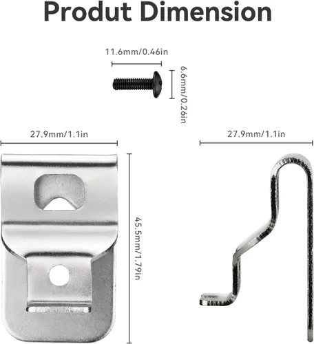 Vista 7 de Clips de cinturón para Dewalt, 4 clips de taladro de acero inoxidable 304, ganchos de herramientas con tornillos para N268241 N086039 compatibles