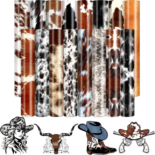 Vista 8 de HTVSTD Vinilo HTV con estampado inflado 3D, 12 hojas de 12 x 10 pulgadas, vinilo de transferencia de calor estampado de vaca, leopardo