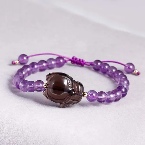 Vista 2 de Jeeless Amatista Pulsera Hielo Obsidiana Fox Energía Cristales de Sanación Ansiedad Mujeres Yoga Difusor Joyas de Piedras Preciosas
