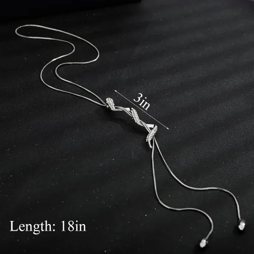 Vista 3 de Wiwpar Collar largo con colgante de perla de serpiente para mujer, suéter de diamantes de imitación de cristal, collar de cadena larga, ajustable