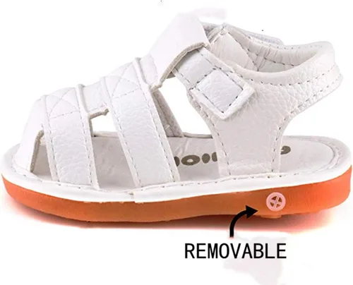 Vista 6 de WILLFUN Sandalias chirriantes de verano para bebé, niño, niña, suela de goma de primera calidad, puntera cerrada, antideslizantes, zapatos