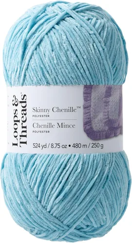 Vista 12 de Loops & Threads Hilo fino de chenilla - Hilo para tejer, ganchillo, tejer y manualidades - Azul, poliéster, 8.75 oz Azul Pájaro