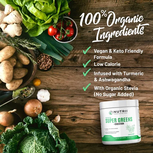Vista 3 de Superalimento en polvo orgánico verde para inmunidad – Alivia la digestión, aumenta la vitalidad y la energía saludables. Fórmula de acción rápida