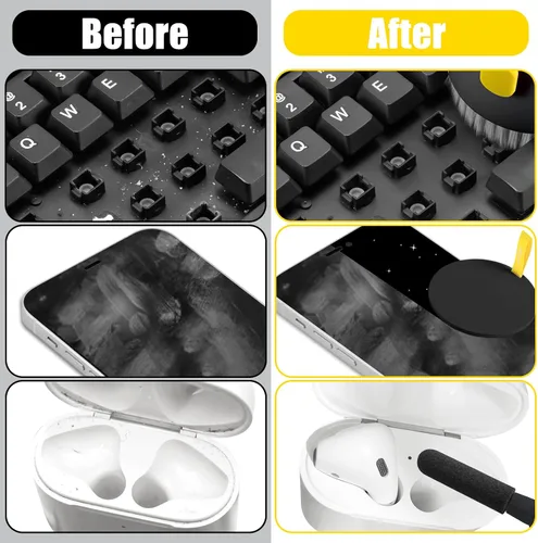 Vista 5 de walrfid Kit de Limpiador de Pantalla de Laptop y Teléfono, Spray de Limpieza con Cepillo para Teclado de Computadora para iPhone AirPods MacBook