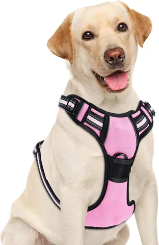 Vista 7 de Arnés para perro sin tirones, chaleco ajustable reflectante con clip frontal para mascotas con asa de fácil control para perros medianos y grandes