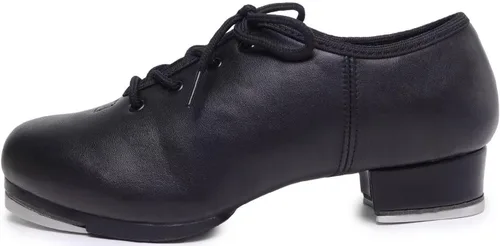 Vista 5 de Zapatos de jazz tap para mujer zapatos de baile de cuero con cordones para niñas y adultos, zapatos de jazz de tacón plano con suela dividida