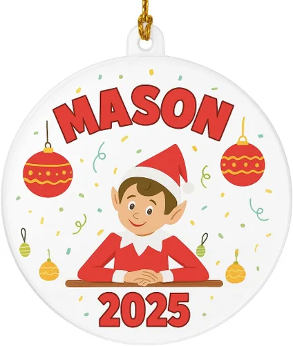 Vista 7 de Adornos personalizados para árbol de Navidad para niños, niña bebé, niño, niño pequeño, adorno de Feliz Navidad 2025, regalos navideños