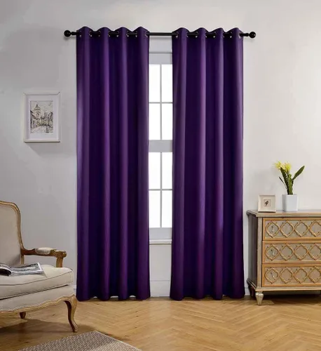 Vista 16 de Miuco paneles de cortina de oscurecimiento con arandelas, cortinas opacas con textura para salón, juego de 2