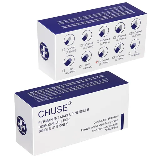 Vista 6 de CHUSE 14 Curvado 50pcs 0.007 in Nano Mircoblading Aguja Maquillaje Permanente Manual Ceja Tatuaje Aguja